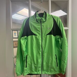 Brooks Neon Green and Black Windbreaker Shelter Technology Running Jacket M